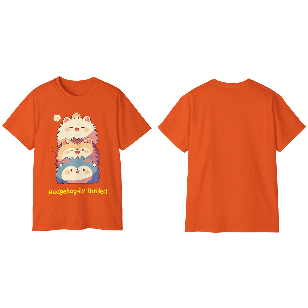 100% Cotton Short Sleeve Tee | Kawaii-Hedgehog-002