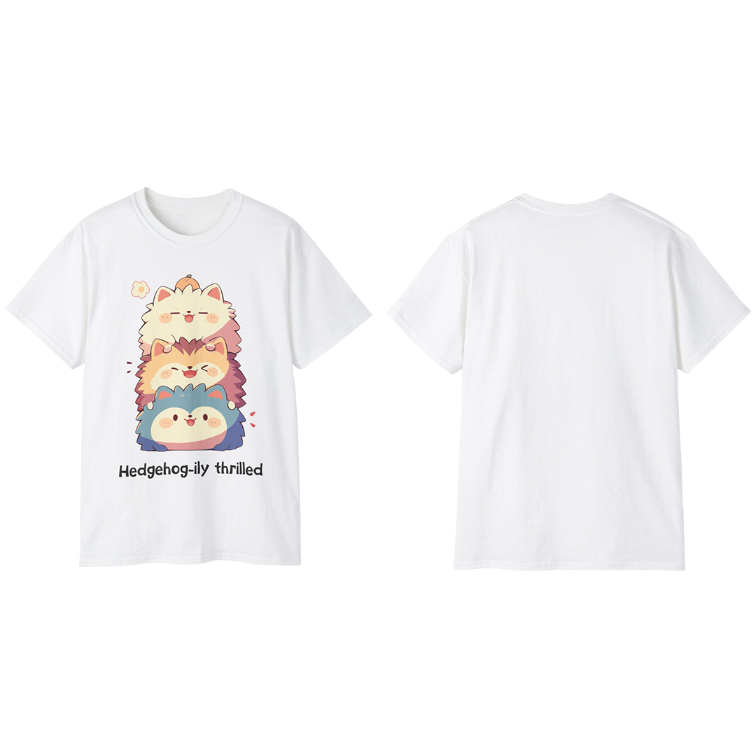 100% Cotton Short Sleeve Tee | Kawaii-Hedgehog-002