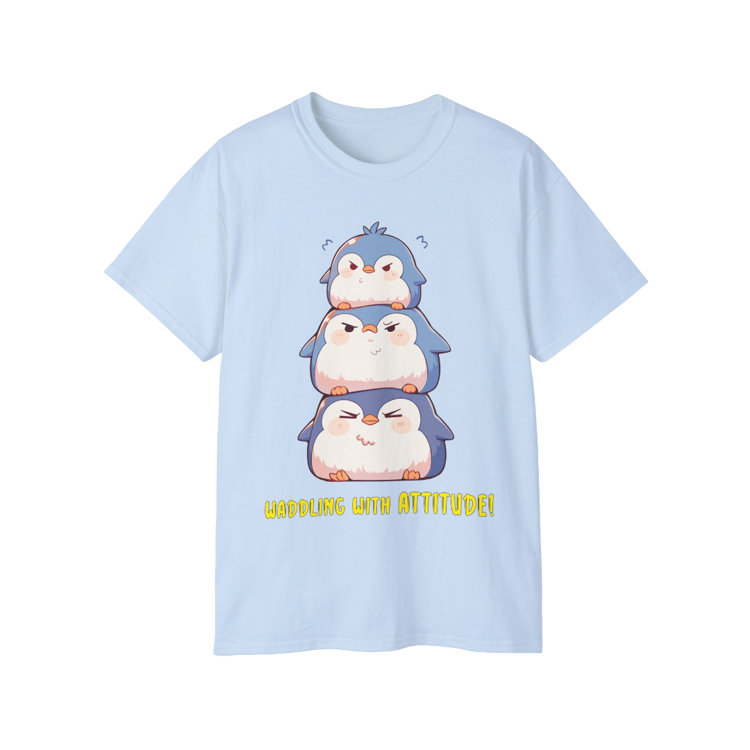 100%纯棉短袖T恤 | Kawaii-Penguin-001