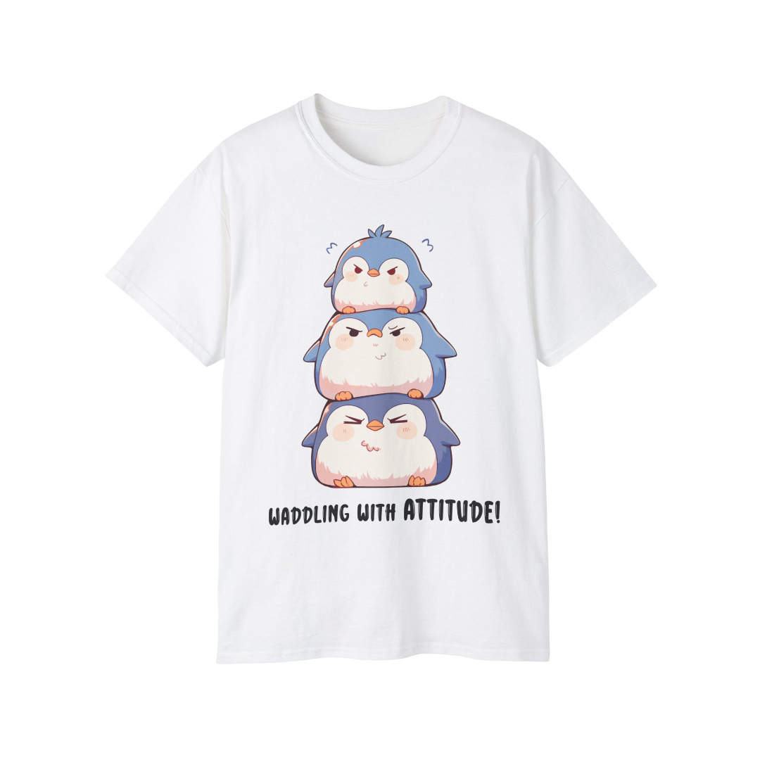 100%纯棉短袖T恤 | Kawaii-Penguin-001