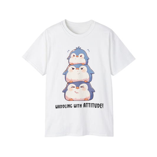 Cute Cotton T-Shirt TSS-2405-Kawaii-Penguin-001