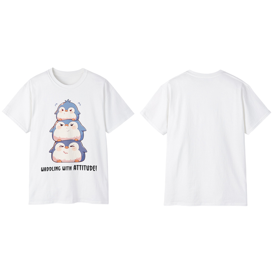 100%纯棉短袖T恤 | Kawaii-Penguin-001