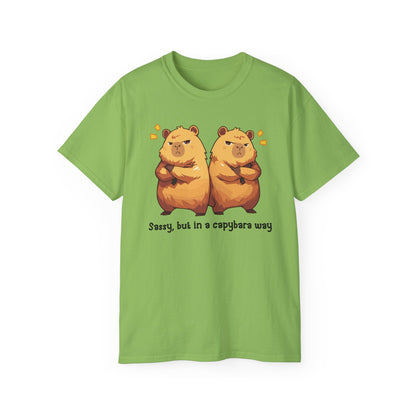 100% Cotton Short Sleeve Tee | Kawaii-Capybara-006