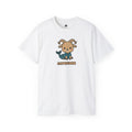 White t-shirt with a Capricorn zodiac sign design on a white background