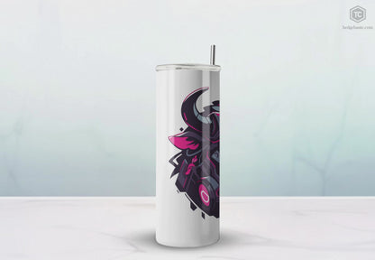 Mascot Logo, 20 Oz Tumbler, Stainless Steel, Leakproof T20-2405-Mascot-Bull-001