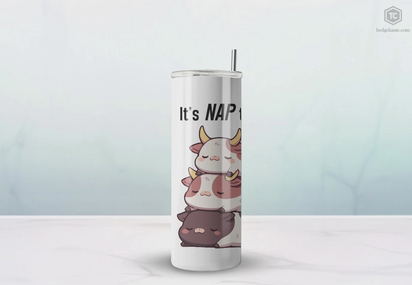 Kawaii，20盎司不锈钢防漏玻璃杯 T20-2405-Kawaii-Bull-003
