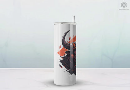 Mascot Logo, 20 Oz Tumbler, Stainless Steel, Leakproof T20-2405-Mascot-Bull-007