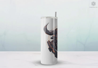 Mascot Logo, 20 Oz Tumbler, Stainless Steel, Leakproof T20-2405-Mascot-Bull-008